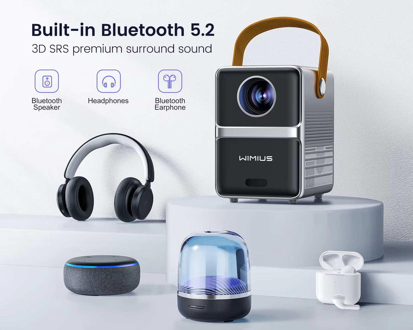 Portable Projector 18000Lu 5G Wifi Bluetooth Theater Projector Support Full HD 1080P Display Home Cinema Projector