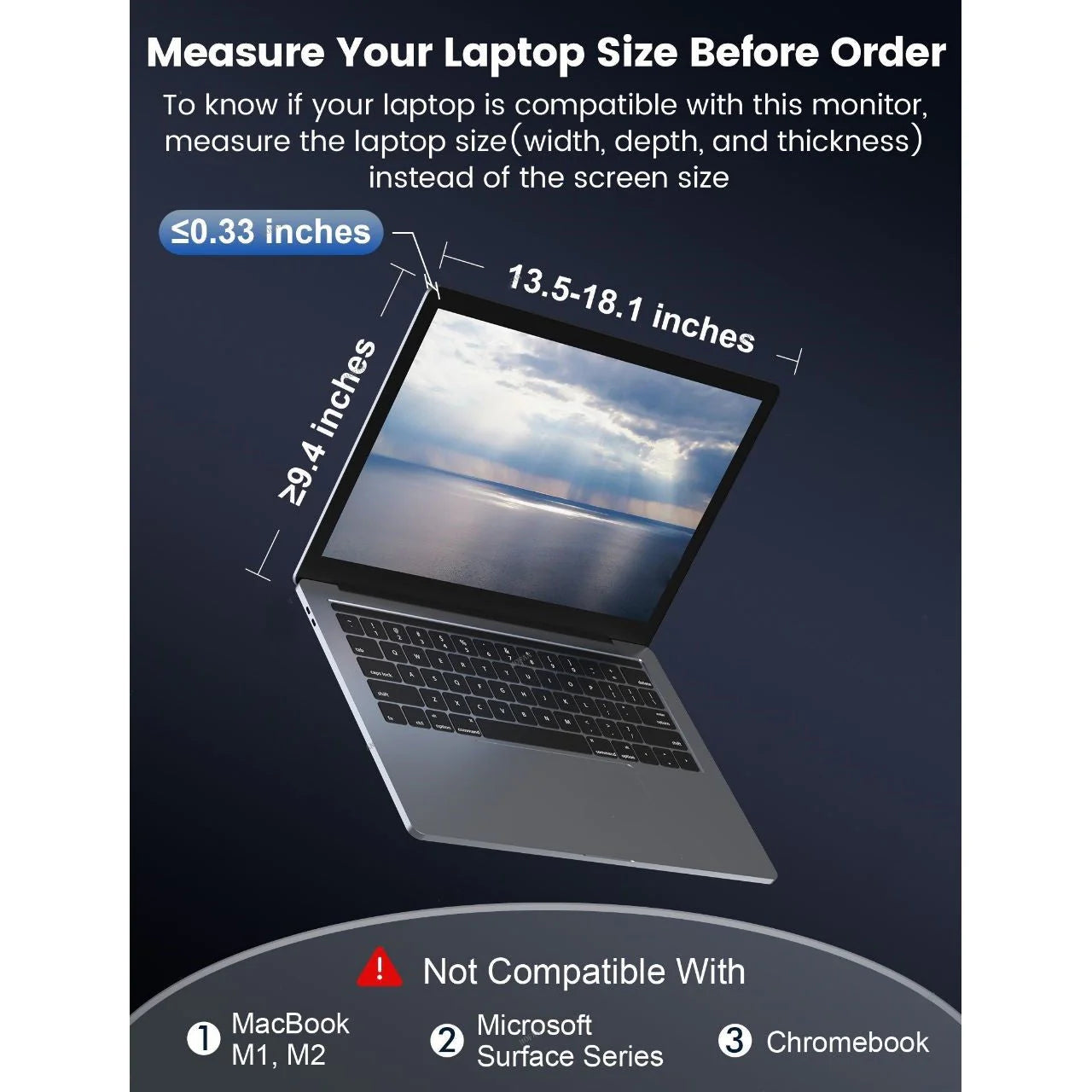 15.6 Inch Trifold Portable Monitor 1080P IPS FHD Laptop Screen Extender for Laptop - Space Grey