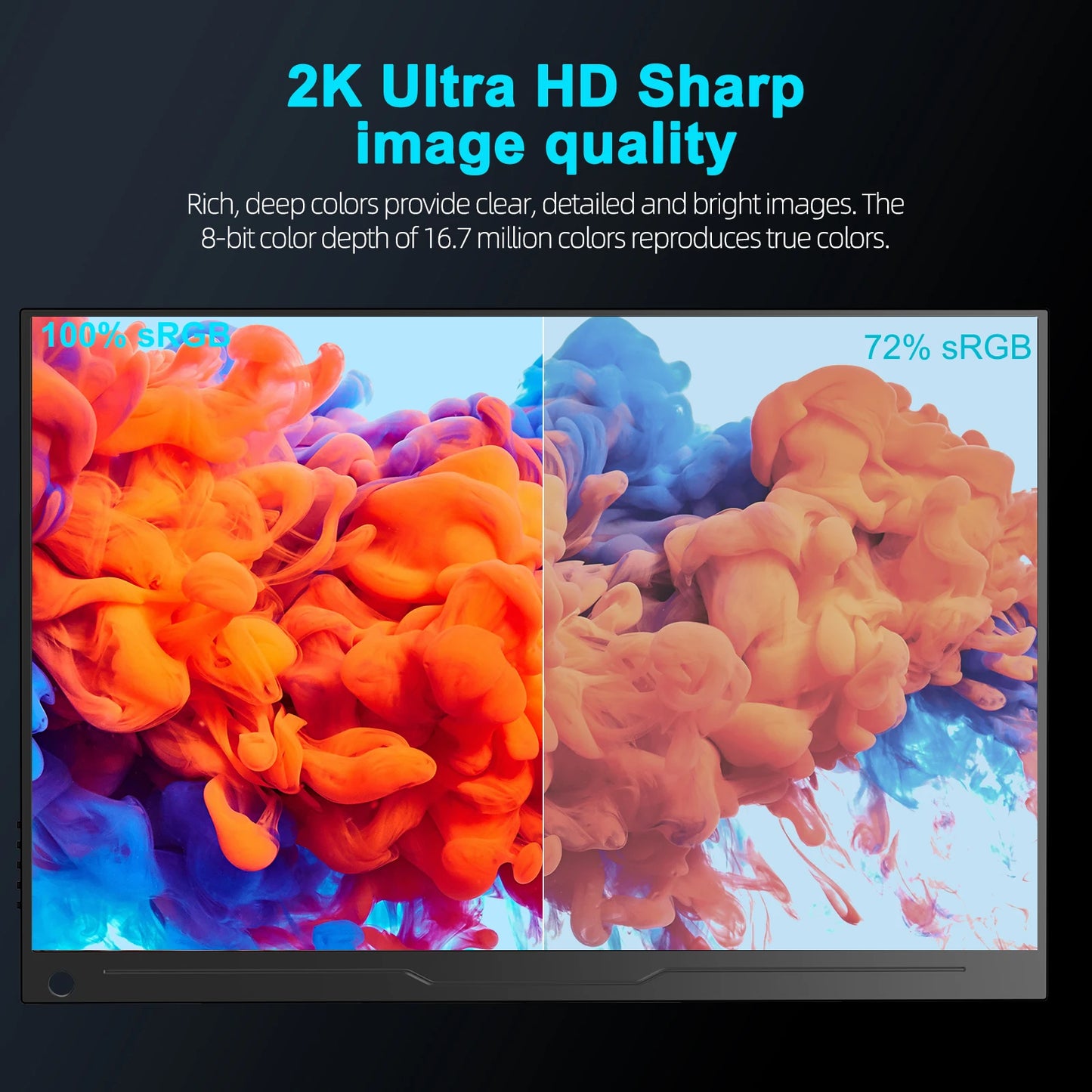 17.3 Inch 2K 144Hz Portable Gaming Monitor 2560X1440 HDR Freesync IPS Display for PC Mac Phone Game Console Steam Deck