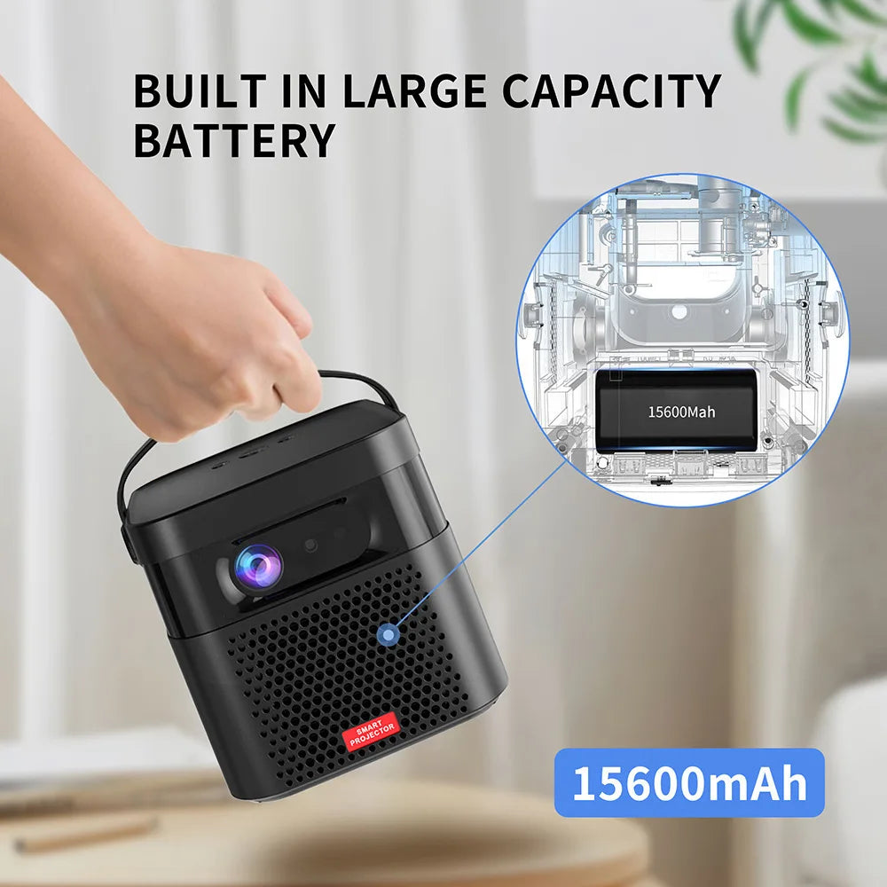 Auto Focus 4K 3D DLP Projector Android 9.0 Build Battery Daytime Proyector 5G Wifi 2G+32G Memory Game Video Beamer