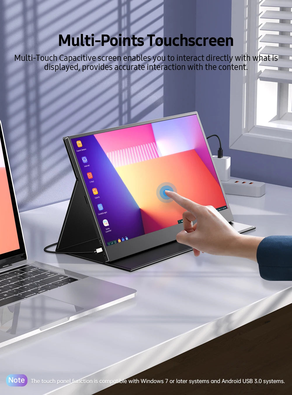 15.6 Inch Touchscreen Portable Monitor 1080P FHD IPS Gaming Display USB-C Screen with Hdr/Freesync/Speakers/Mini HDMI