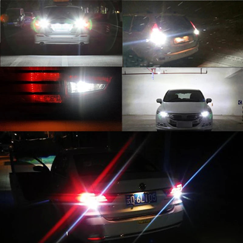 BAY15D P21/5W 1157 Led Double Color Strobe LED 3014 42 LED Flash Light Brake Blink Light Lamp Bulb Red White Blue Auto Brake