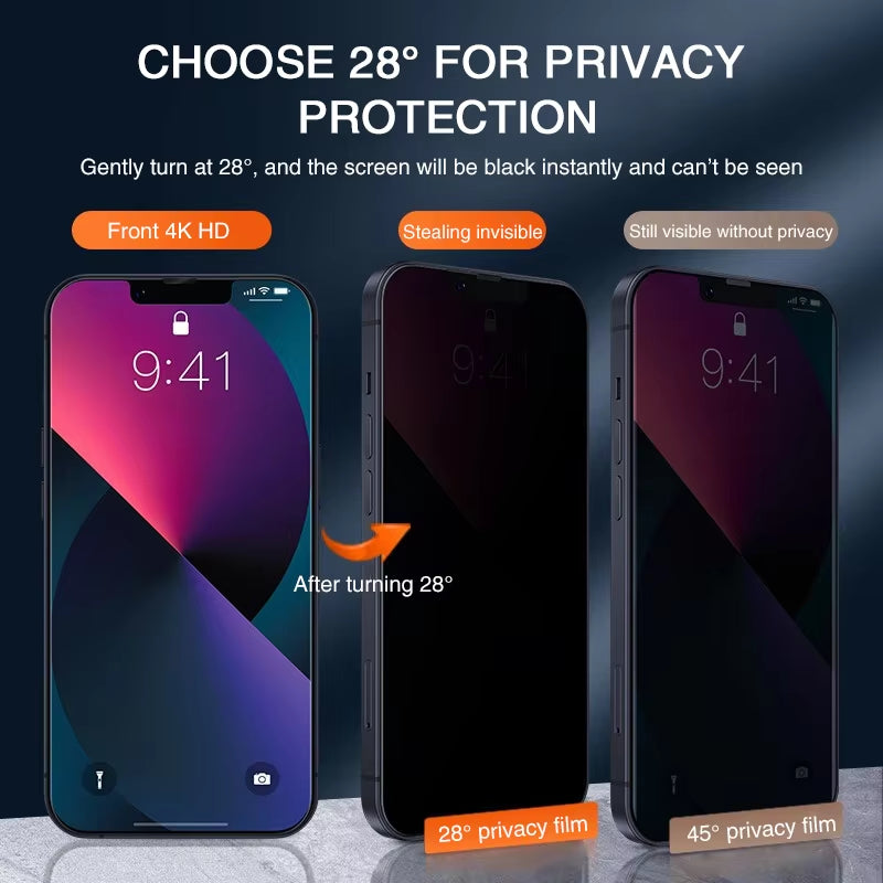 2PCS Full Cover anti Spy Screen Protector for Iphone 11 12 13 14 15 PRO MAX 6 7 8 plus XS X XR Tempered Glass Privacy