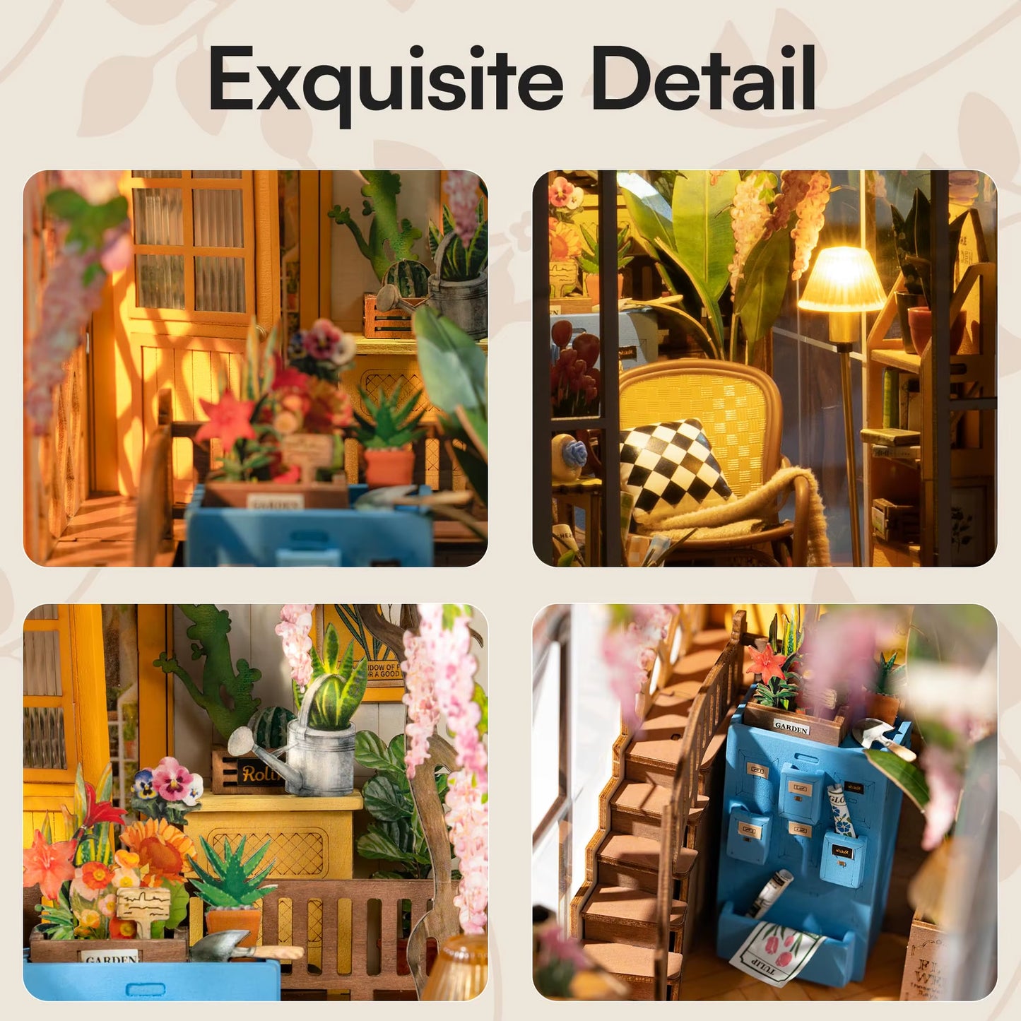 Rolife Original Garden House Kit Book Shelf Insert Easy Assemble Toys Gifts for Kids Girls Home Decoration Book Nook