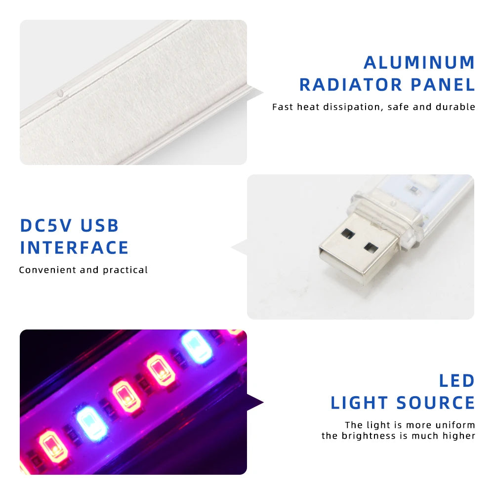 DC5V LED Plant Growing Lamp Bulb 21Leds USB Portable LED Grow Lights Full Spectrum LED Phyto Growth Light for Succulent Plant
