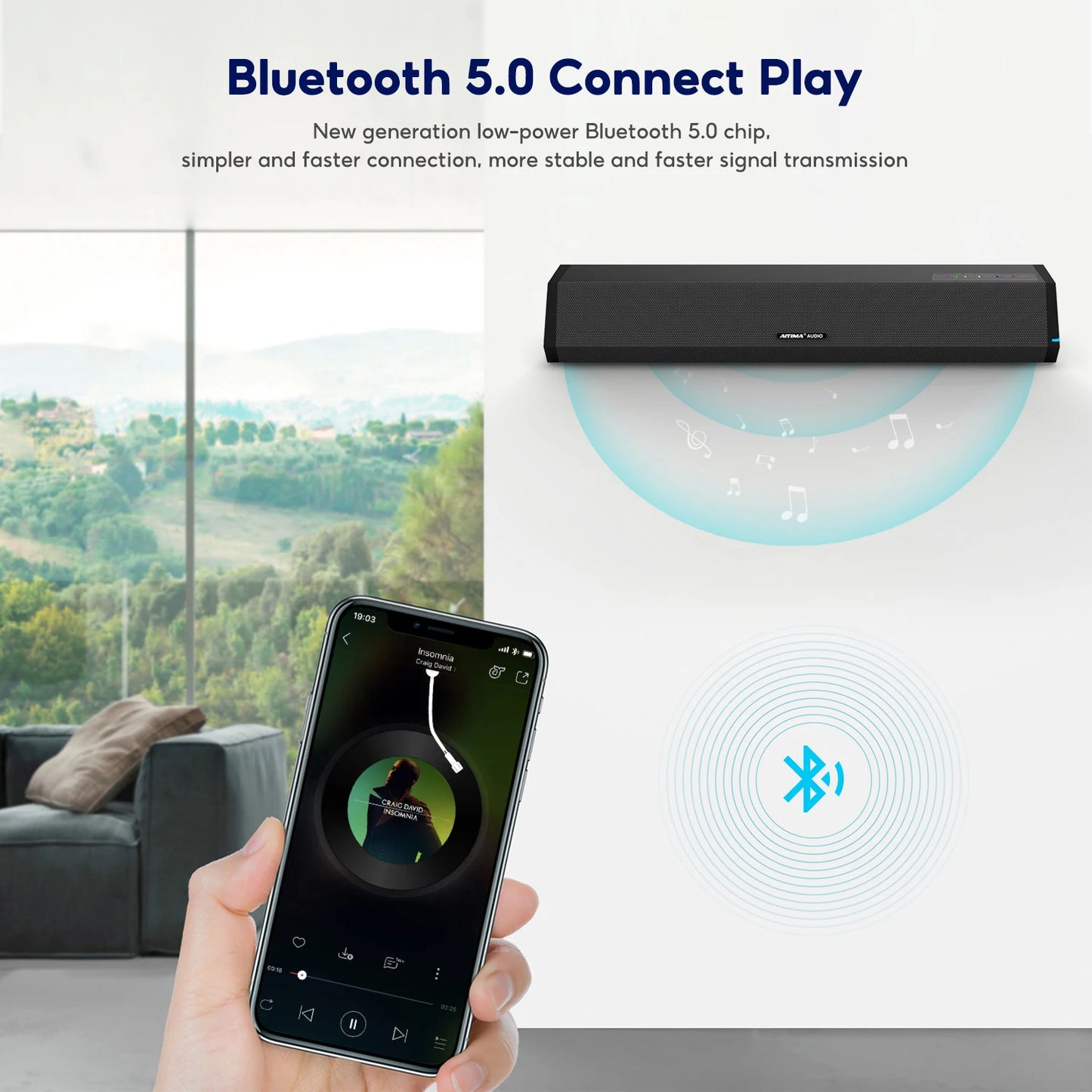 S03 Sound Bar for TV 100W Bluetooth 5.0 Soundbar Bass Home Sound Theater Stereo Subwoofer Surround Wireless Speakers