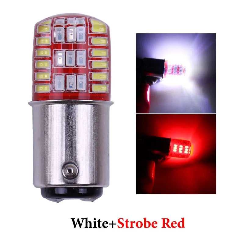 BAY15D P21/5W 1157 Led Double Color Strobe LED 3014 42 LED Flash Light Brake Blink Light Lamp Bulb Red White Blue Auto Brake