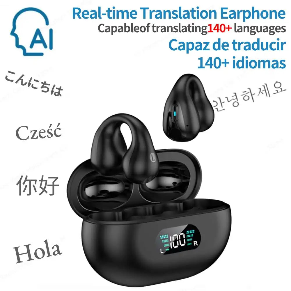 Real Time Language Translator Earbuds Open Ear AI Translation Earbuds BT5.3 Translation Pods Translator Earbuds for Android Ios