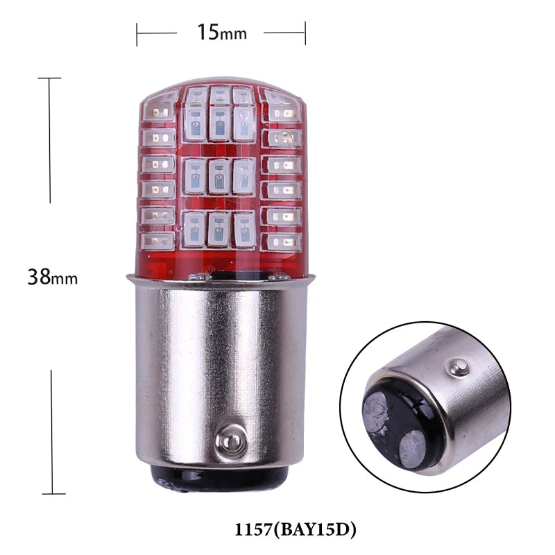 BAY15D P21/5W 1157 Led Double Color Strobe LED 3014 42 LED Flash Light Brake Blink Light Lamp Bulb Red White Blue Auto Brake