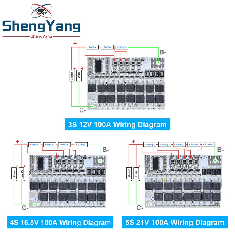 3S/4S/5S Bms 12V 16.8V 21V 100A Li-Ion Lmo Ternary Lithium Battery Protection Circuit Board Li-Polymer Balance Charging Module
