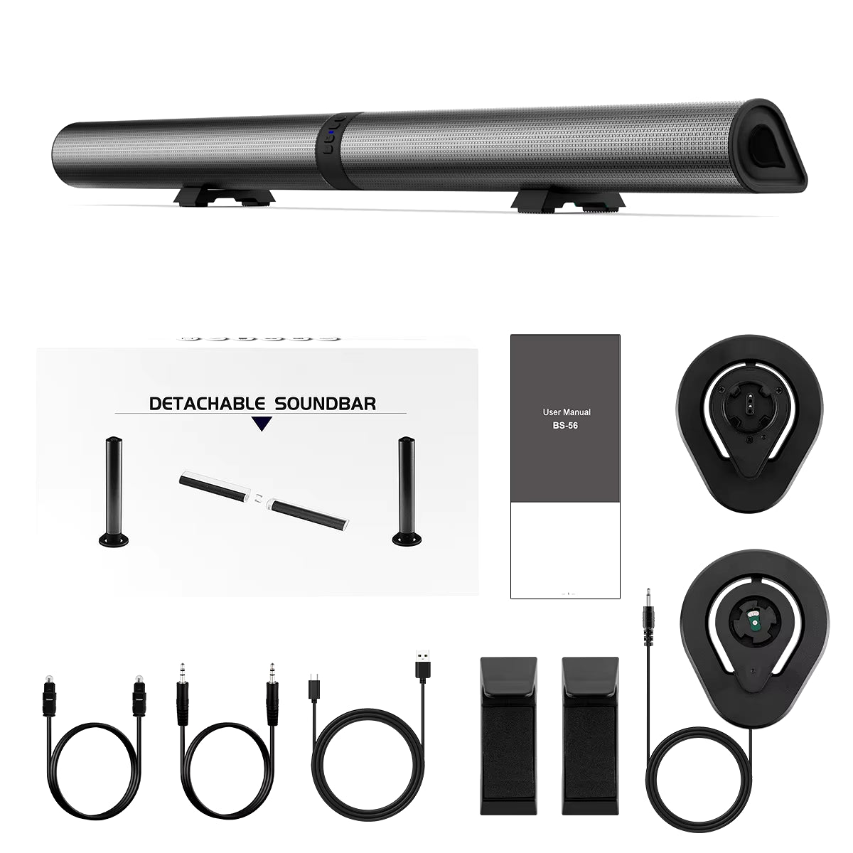 TV Soundbar Stereo Detachable Bluetooth Speaker FM Radio Column PC Sound Bar Speakers Split 2 Speakers for Home Theater System