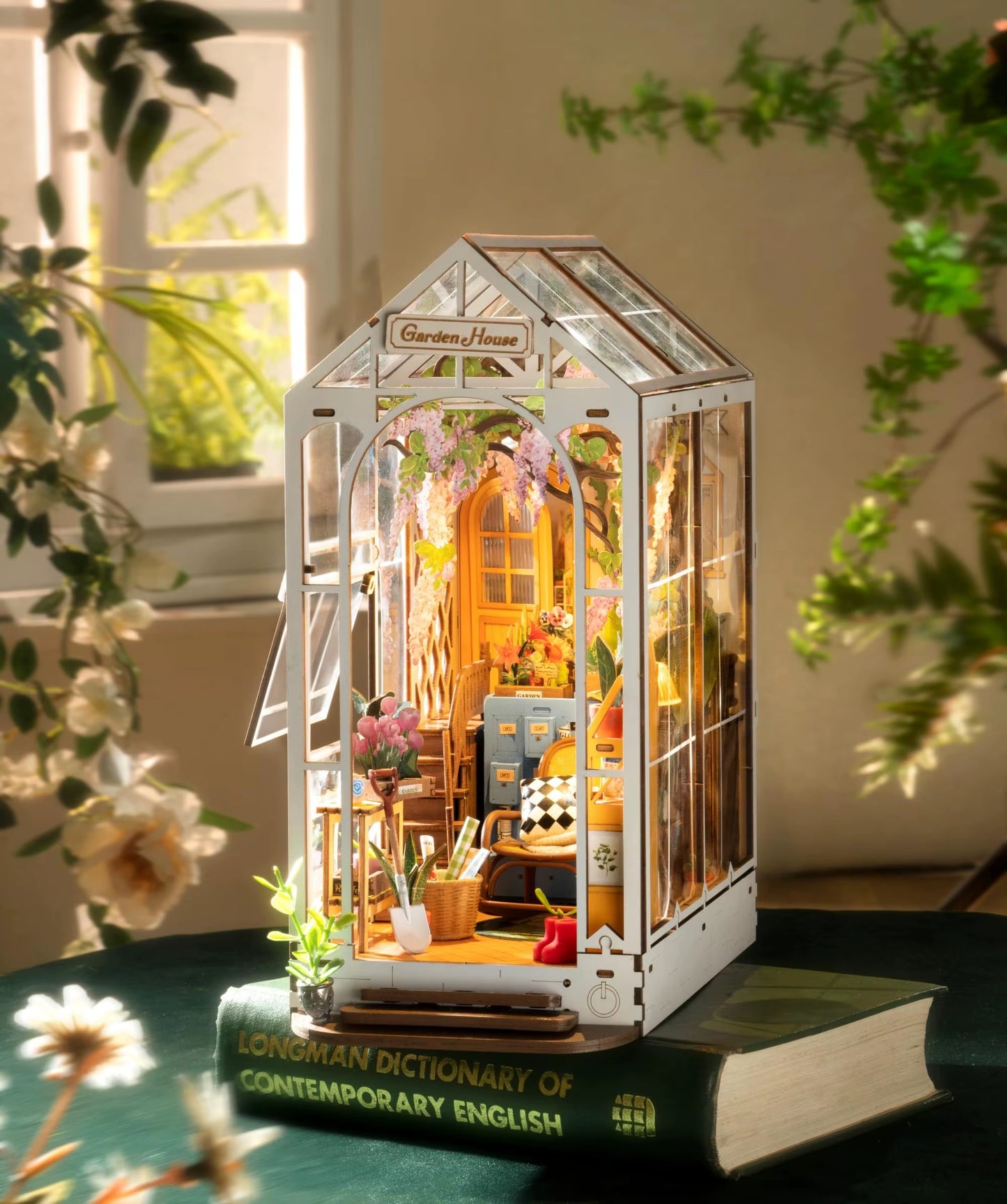 Rolife Original Garden House Kit Book Shelf Insert Easy Assemble Toys Gifts for Kids Girls Home Decoration Book Nook