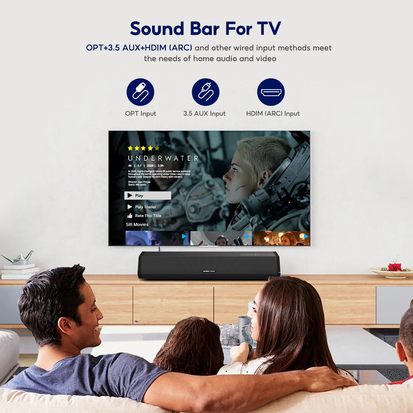 S03 Sound Bar for TV 100W Bluetooth 5.0 Soundbar Bass Home Sound Theater Stereo Subwoofer Surround Wireless Speakers