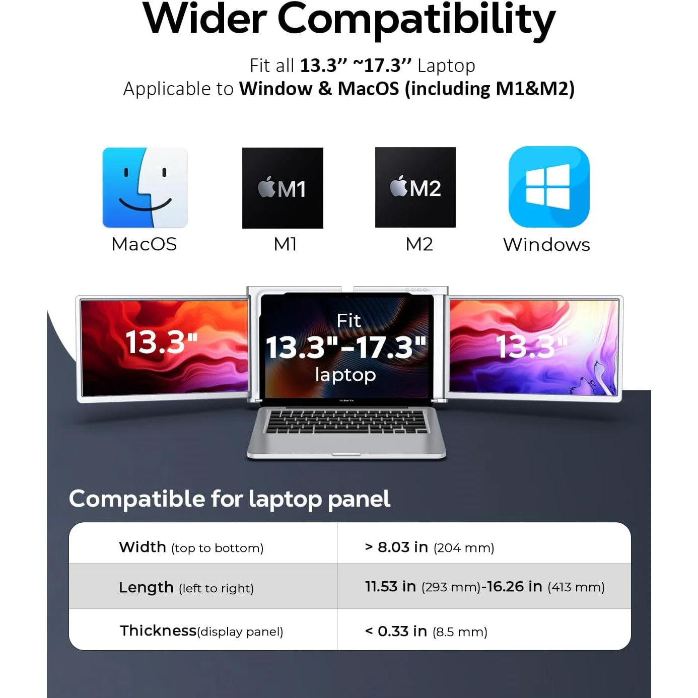 13.3 Inch Trifold Portable Monitor 1080P IPS FHD Laptop Screen Extender for Laptop - Grey ( AU Version )