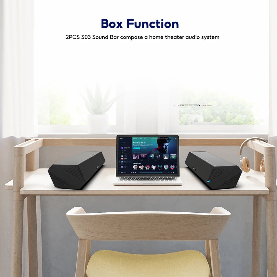 S03 Sound Bar for TV 100W Bluetooth 5.0 Soundbar Bass Home Sound Theater Stereo Subwoofer Surround Wireless Speakers