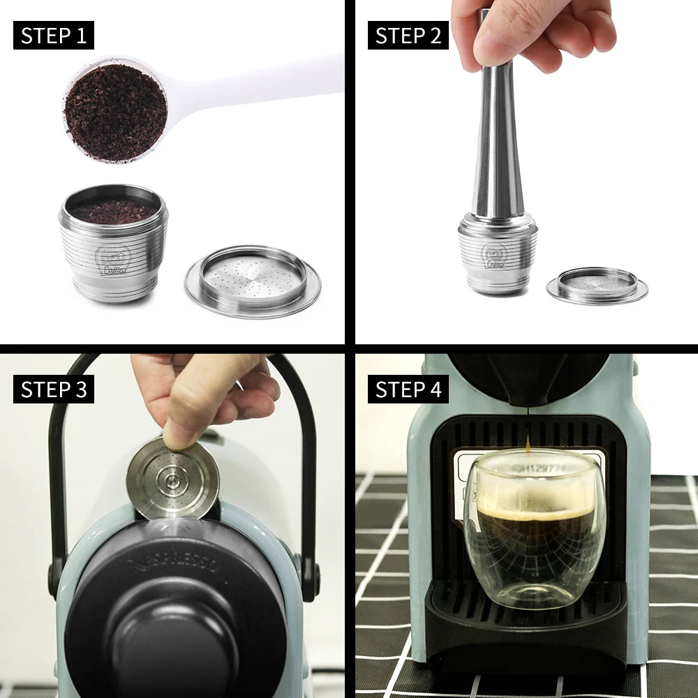 Stainless Steel Reusable Capsule Permanent Coffee Pod Holder Compatible for Nespresso Original Line