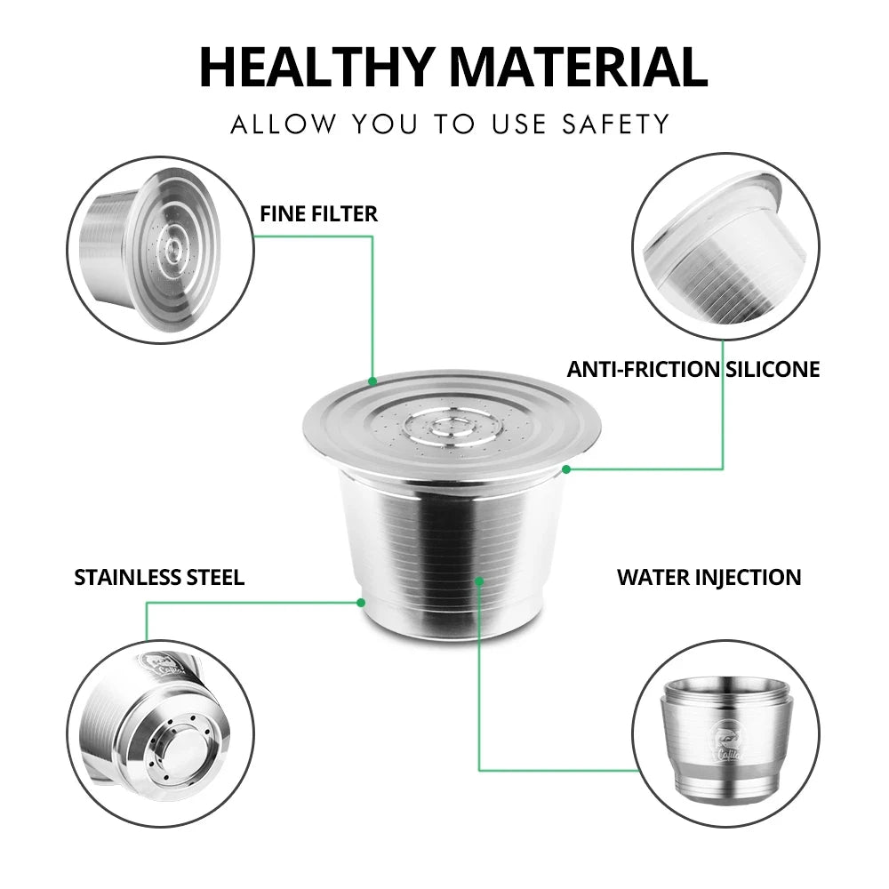 Stainless Steel Reusable Capsule Permanent Coffee Pod Holder Compatible for Nespresso Original Line
