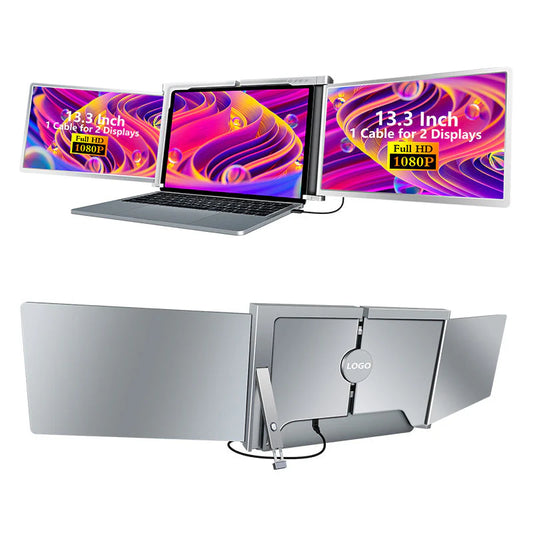 13.3 Inch Trifold Portable Monitor 1080P IPS FHD Laptop Screen Extender for Laptop - Grey ( AU Version )