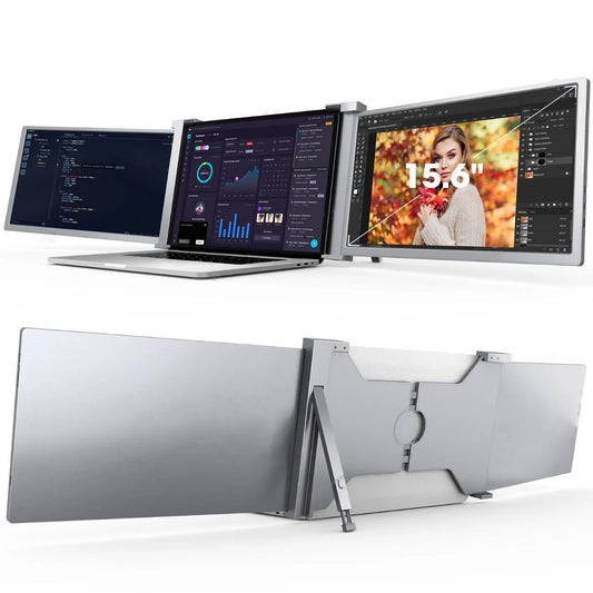 15.6 Inch Trifold Portable Monitor 1080P IPS FHD Laptop Screen Extender for Laptop - Space Grey
