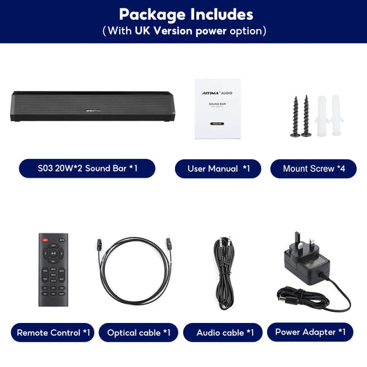 S03 Sound Bar for TV 100W Bluetooth 5.0 Soundbar Bass Home Sound Theater Stereo Subwoofer Surround Wireless Speakers