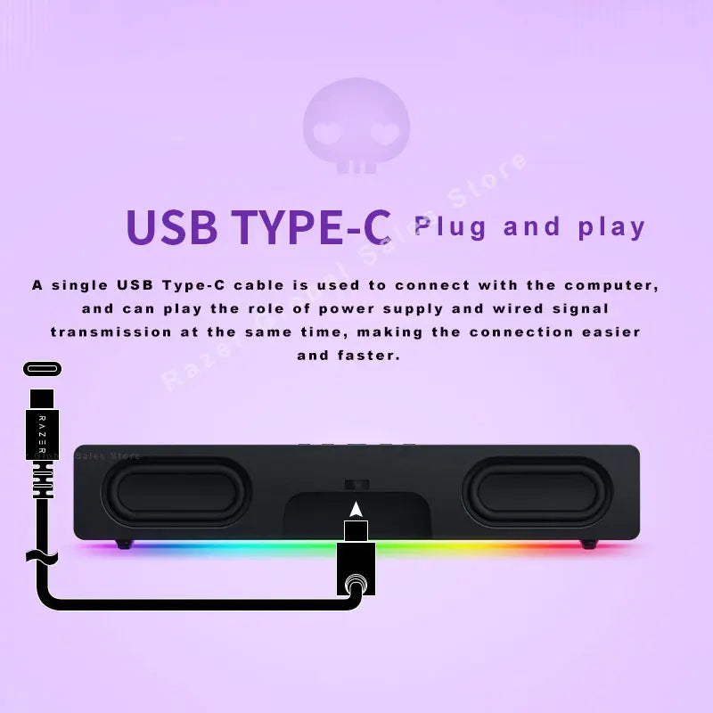 Sanrio Kuromi Edition Gaming Speaker Soundbar Compact Design - Chroma RGB -Bluetooth 5.0 - for Pc/Laptop, Smartphones, Tab