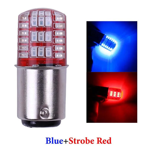 BAY15D P21/5W 1157 Led Double Color Strobe LED 3014 42 LED Flash Light Brake Blink Light Lamp Bulb Red White Blue Auto Brake
