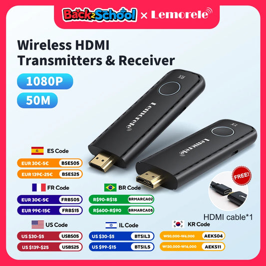 1080P HDMI Wireless Transmitter Receiver Wireless HDMI Video Extender Kit Adapter for Laptop TV Projector Monitor