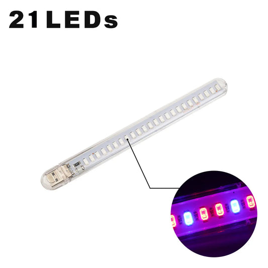 DC5V LED Plant Growing Lamp Bulb 21Leds USB Portable LED Grow Lights Full Spectrum LED Phyto Growth Light for Succulent Plant